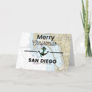 Kerstak van de feestdagen - San Diego Kaart