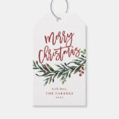 Kerstak voor het script met bessen cadeaulabel (Voorkant)