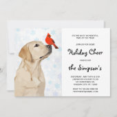 Kerstakardinaal met geel lab - Cute Labrador Dog Kaart (Voorkant)