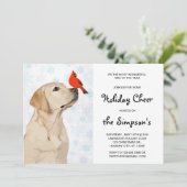 Kerstakardinaal met geel lab - Cute Labrador Dog Kaart (Staand voorkant)