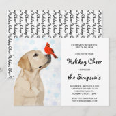 Kerstakardinaal met geel lab - Cute Labrador Dog Kaart (Voorkant / Achterkant)