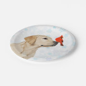 Kerstakardinaal met geel lab - Cute Labrador Dog Papieren Bordje (Gekanteld)