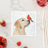 Kerstakardinaal met geel lab - Cute Labrador Dog Servet (Insitu)