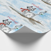 Kerstakelpapier met bruinkatalysatoren cadeaupapier (Hoek)