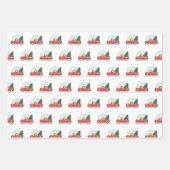 Kerstakelpapier met ertsen, bijtende dennenboom inpakpapier vel (Voorkant 3)