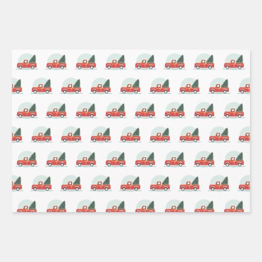 Kerstakelpapier met ertsen, bijtende dennenboom inpakpapier vel (Voorkant 3)