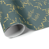 Kerstakelpapier met groene en gouden mistletoe cadeaupapier (Rol Hoek)