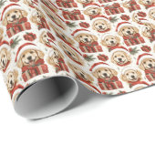 Kerstakelpapier voor gouden kerstwandelaars cadeaupapier (Rol Hoek)