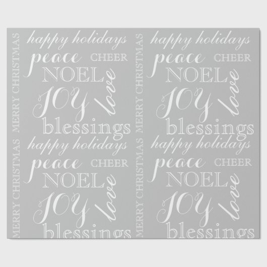 Kerstakelpapier voor grijze en witte Word-kunst Cadeaupapier (Vlak)