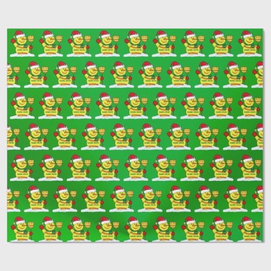 Kerstakelpapier voor softbal, PERSONALISEERD Cadeaupapier (Vlak)