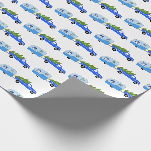 kerstakelwagen RV-kerstabel Cadeaupapier (Hoek)