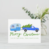 kerstakelwagen RV-kerstabel Feestdagenkaart (Staand voorkant)
