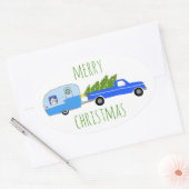 kerstakelwagen RV-kerstabel Ovale Sticker (Envelop)