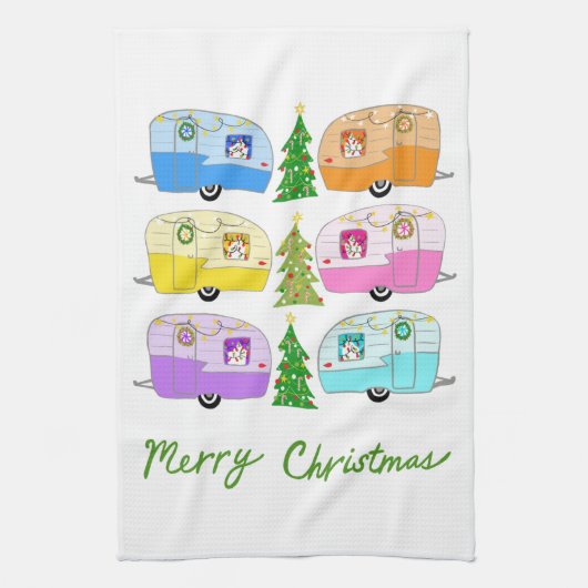  kerstakelwagen RV-kerstabel Theedoek (Verticaal)