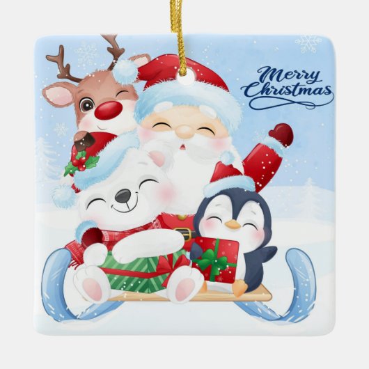 Kerstakeramische versiering keramisch ornament (Voorkant)