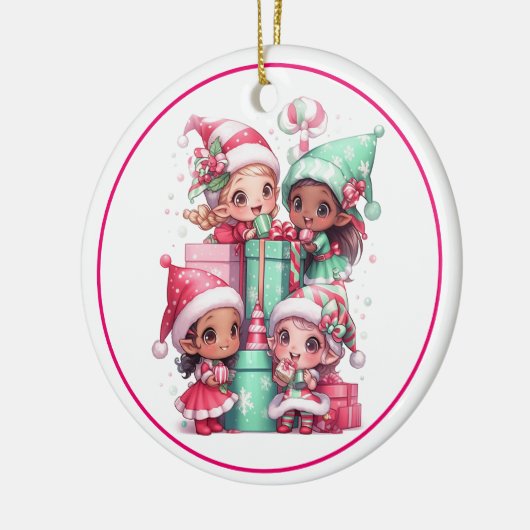 Kerstakeramische versiering keramisch ornament (Links)