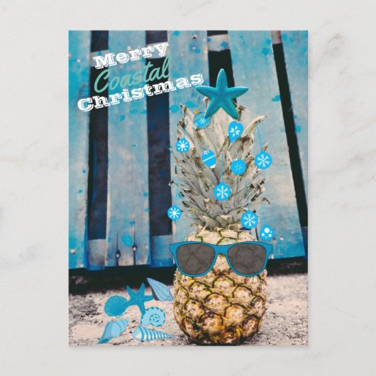 Kerstakerananananasboom voor de zoete kust op stra briefkaart (Voorkant)
