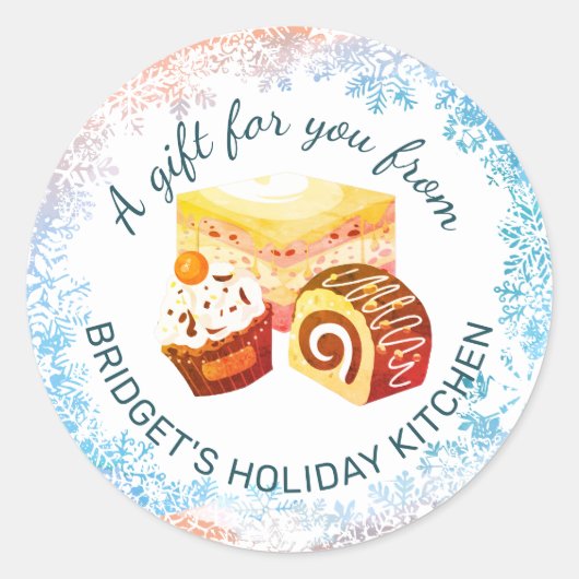 Kerstakerbakkerij voor gebak op maat ronde sticker (Voorkant)