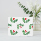 Kerstakerbessen Feestdagenkaart (Staand voorkant)