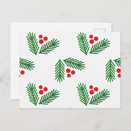 Kerstakerbessen Feestdagenkaart (Voorkant / Achterkant)