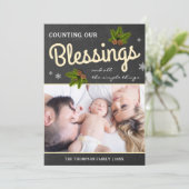 Kerstakerblaasjes met Chalkboard | Foto van de fam Feestdagenkaart (Staand voorkant)