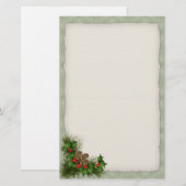 Kerstakerbroeken voor Holly en Pine Cone Briefpapier (Voorkant / Achterkant)