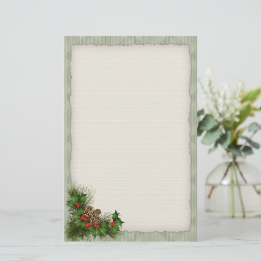 Kerstakerbroeken voor Holly en Pine Cone Briefpapier (Staand voorkant)