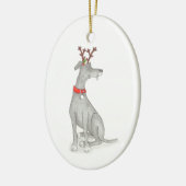 Kerstakerdecoratie op Greyhound Keramisch Ornament (Links)