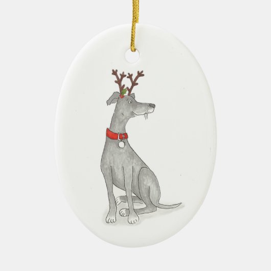 Kerstakerdecoratie op Greyhound Keramisch Ornament (Voorkant)