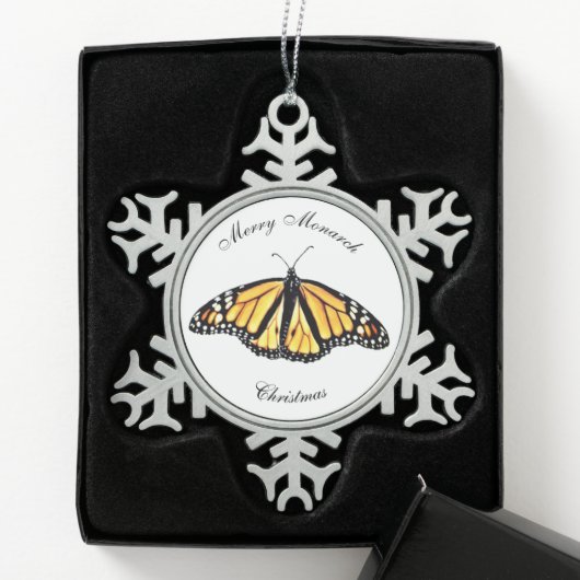 Kerstakerfeestornament Merry Monarch Kerstmis Tin Sneeuwvlok Ornament (Kistje)