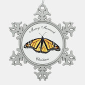 Kerstakerfeestornament Merry Monarch Kerstmis Tin Sneeuwvlok Ornament (Voorkant)