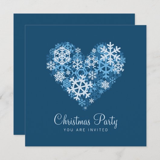 Kerstakerfeestuitnodiging voor Snowflakes Kaart (Voorkant / Achterkant)