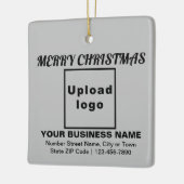 Kerstakergrijs vierkant keramisch sieraadje ornament (Links)