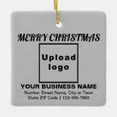 Kerstakergrijs vierkant keramisch sieraadje ornament (Voorkant)