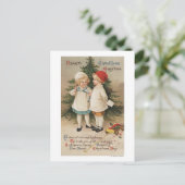 KerstakergroetKinderen met een boom Feestdagenkaart (Staand voorkant)