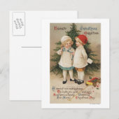 KerstakergroetKinderen met een boom Feestdagenkaart (Voorkant / Achterkant)