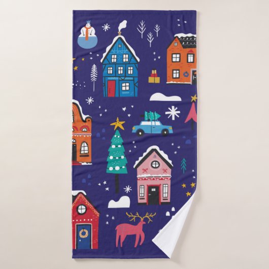Kerstakerhuizen vlakke illustraties s badhanddoek (Badhanddoek)