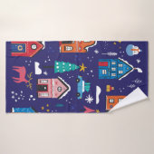 Kerstakerhuizen vlakke illustraties s badhanddoek (Badhanddoek)