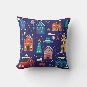 Kerstakerhuizen vlakke illustraties s kussen