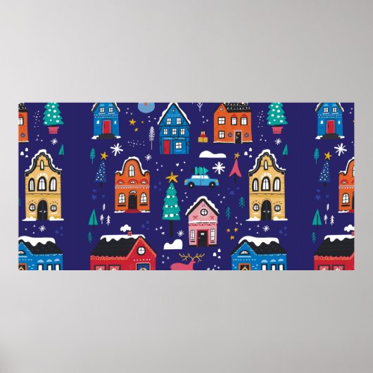 Kerstakerhuizen vlakke illustraties s poster (Voorkant)