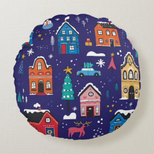 Kerstakerhuizen vlakke illustraties s rond kussen