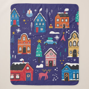 Kerstakerhuizen vlakke illustraties s sherpa deken