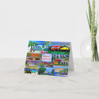 Kerstakerkaarten uit mijn camper collage-kunst kaart