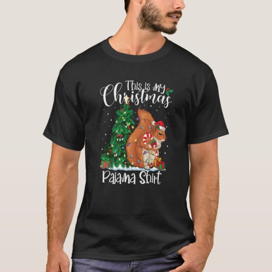 Kerstakerkerstlampjes Pajama Squirrel T-shirt (Voorkant)