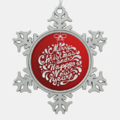Kerstakerkerstversiering met vrolijk kerstfeest tin sneeuwvlok ornament (Voorkant)
