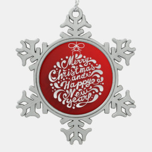 Kerstakerkerstversiering met vrolijk kerstfeest tin sneeuwvlok ornament