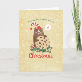 Kerstakerkoekjes bakkerij met beer feestdagen kaart