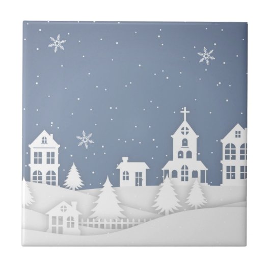 Kerstakerlandschap Tegeltje (Voorkant)