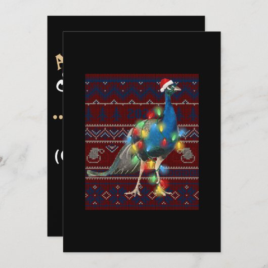 Kerstakerlicht met pacock lights Ugly Sweater Goat Kaart (Voorkant / Achterkant)