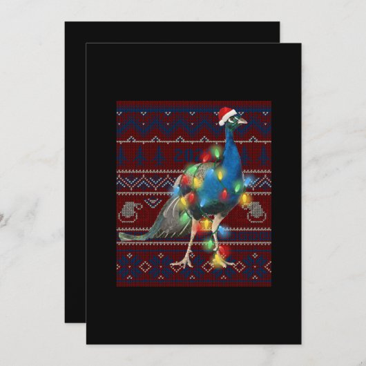 Kerstakerlicht met pacock lights Ugly Sweater Goat Save The Date (Voorkant / Achterkant)